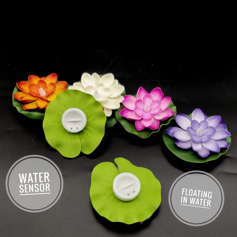 Water Floating Smokeless Candles & Lotus Flowers Sensor Led TeaLight for Outdoor and Indoor Decoration – Pack of 6 Candle, Diwali (Pack of 6)